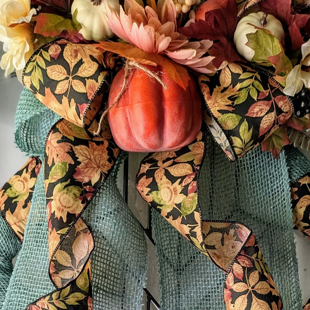 Beautiful Burlap Square Autumn Wreath - Picture 12 of 14